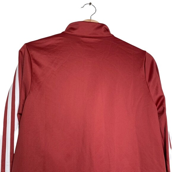 Adidas Womens Track Jacket Red White Mock Neck Full Zip Front Pockets S - Picture 3 of 10